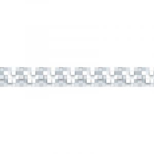 Plage Frise adh&eacute;sive d&eacute;corative autocollante, bogne, effet moza&iuml;que en 3 d, blanc, 15 cm x 300 cm - Gris / argent