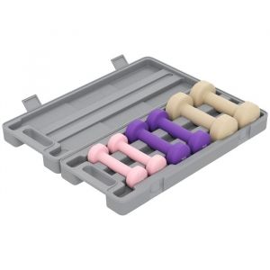 Homcom Ensemble d'halt&egrave;res courtes - total 6 kg - avec mallette - 6 halt&egrave;res 0,5kg, 1kg, 1,5kg - acier et PU - rose, violet, caf&eacute;