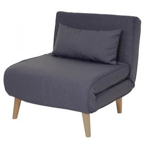 Décoshop26 Canape-lit fauteuil de couchage une personne fonctionnel rela par ation pliant en tissu gris fonce