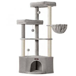 Arbre à Chat - Feandrea - 1407 cm - Niche Hamac Plateformes - Gris Tourterelle