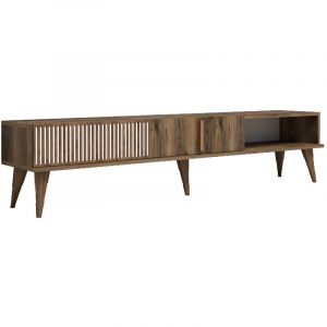 UB DESIGN Grand meuble TV en bois noyer 2 portes Roma 180cm