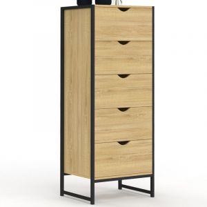 Idmarket Chiffonnier 5 tiroirs DETROIT 45 cm commode semainier design industriel