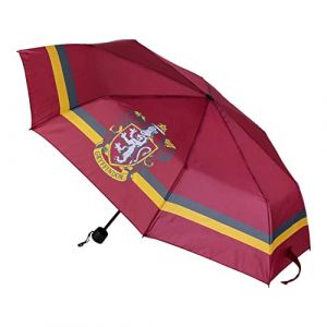 Image de Parapluie Pliant Harry Potter - Coloris Bordeaux avec Logo Gryffondor - Ouverture Manuelle - Fabriqué en 100% Polyester avec Structure en Fibre de Verre - Produit Original Conçu en Espagne