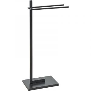 Beliani Accessoires de Salle de Bain Porte-serviettes Acier 2 Rails Noir Selva