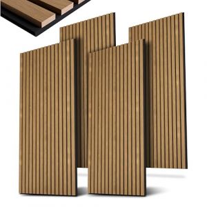 Panneaux muraux acoustiques - Lot de 4 - Naturel fonc&eacute;