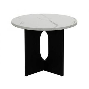Oviala Table basse moderne ronde 50 cm effet marbre noir