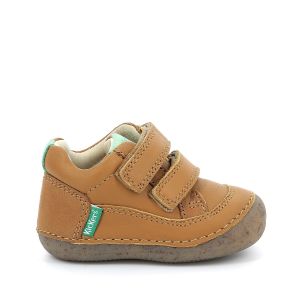 Kickers Baskets cuir à scratchs Sostankro Camel - Taille 18;19;20;21;22;23;24;25;26;27