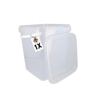 1 seau en plastique avec couvercle, pp, carré, transparent 10,8 l