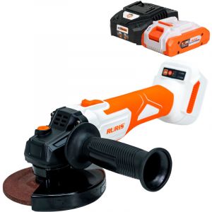 Ruris Meuleuse d’Angle Sans Fil RMX4125 125 mm Moteur Sans Balais, 2 Vitesses, 8500 tr/min, Disque de Ponçage Inclus Kit avec Batterie 20V 4Ah + Chargeur