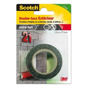 Scotch Double face extérieur noir 1,5 m x 19 mm