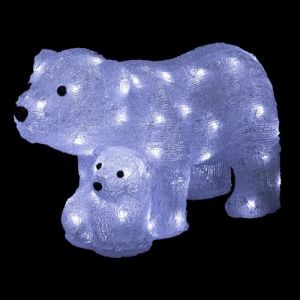 Déco lumineuse Maman et Bébé Ours 60 LED Blanc froid H 27 cm