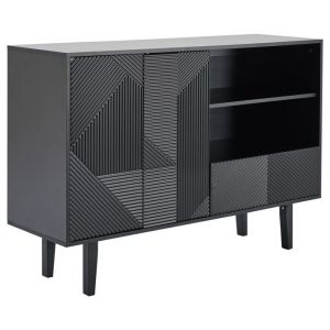 Buffet Meuble de rangement 40x125x86cm, 2 portes et 1 tiroir, meuble décoratif en noir mat.