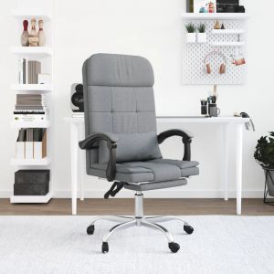 VidaXL Fauteuil de massage inclinable de bureau Gris clair Tissu Light grey