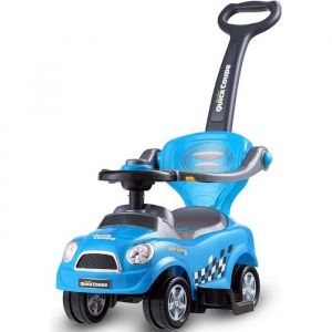Costway 3 En 1 Porteur Enfants - Voiture À Pousser - Avec Garde-Corps, Volant - Espace De Rangement - Klaxon - 2-6 Ans - Bleu
