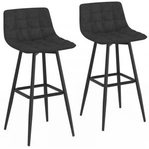 Idmarket Lot de 2 tabourets de bar MADY en velours noir