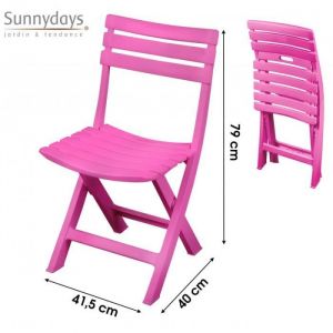 AC-D&eacute;co Lot de 4 chaises de jardin pliables 41,5x40x79 cm en plastique rose