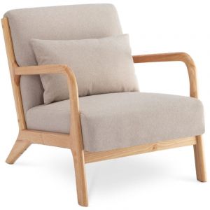Sicaan - Fauteuil scandinave vintage marie lin beige et bois