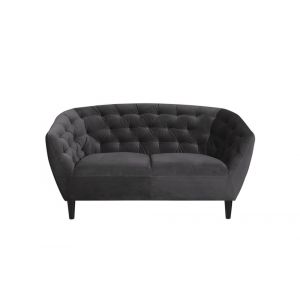 Hellin Canap&eacute; 2 places 150x84x78 cm en velours gris fonc&eacute; - SALMA