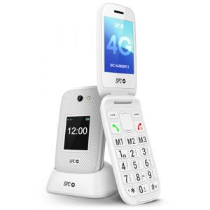 SPC Téléphone Harmony 2 4G Double SIM 2.8" Blanc, boutons XL, bouton SOS, chargeur base