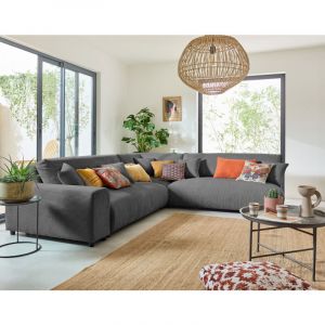 Garance - canapé modulable d'angle droit - 6 places - en velours côtelé - Lisa Design