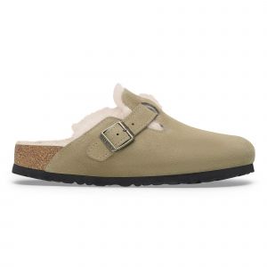 Birkenstock Sandales en cuir suédé et fourrure Boston Shearling
