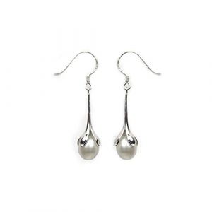 Image de Blue Pearls Boucles d'Oreilles Pendantes à crochets Femme en argent 925/1000 et Perles de Culture d'eau douce Blanches