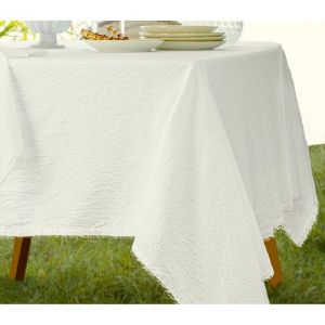 Ruedelafete Nappe Crêpe tissu rectangle 150x250cm, Blanc naturel