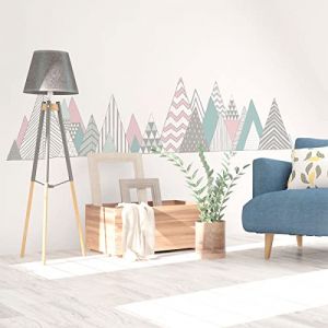 Stickers muraux - Décoration chambre salon - Autocollant Sticker mural géant montagnes scandinaves PENSACOLA - 40x60cm