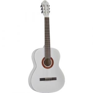 Eko GUITARS - CS-10 WHITE, guitare classique série studio échelle 4/4, haut en tilleul, bandes et bas en tilleul laminé, manche et clavier en bouleau, étui inclus, couleur blanc