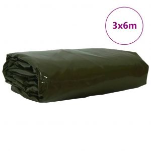 VidaXL B&acirc;che 650g / M&sup2; Vert Olive 3 X 6 M Toile Avec Rev&ecirc;tement En Pvc