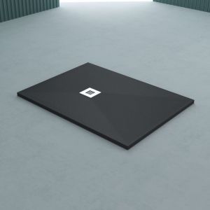 Receveur de Douche 80x100 Bac à Douche Ultra Plat en Fonte Minérale Gris-Noir Madison 80x100x3cm - Sogood