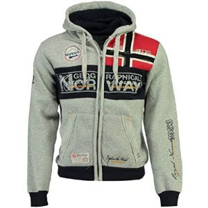 Geographical Norway Sweat zippé à capuche Flyer Gris Chiné - Taille L;M;XL;XXL