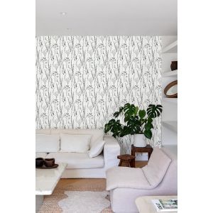 A64201 - Papier Peint Expansé Sur Intissé Halm Grass Noir Et Blanc - GRANDECO