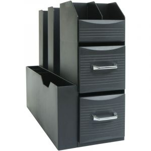 Décoshop26 Organisateur de bureau porte-stylo boîte de rangement avec 2 tiroirs et 7 compartiments 29 x 14 x 33 cm 040007893