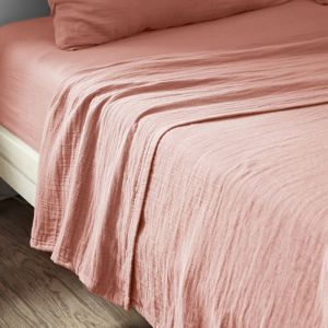 Drap plat gaze de coton uni 240x300 cm