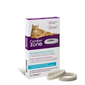 Comfort Zone Collier pour Chat apaisant aux phéromones, Aide Les Chats à se Sentir calmes et en sécurité, Tout en réduisant Le Stress, l’anxiété et Les comportements indésirables, 2 Colliers
