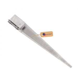 GeZu Impex R&eacute;glable Support de Poteau &agrave; Enfoncer 75 x 75 x 600 mm Galvanis&eacute; &agrave; Chaud Douille Enfoncer Piquet Poteau Pieu de Sol