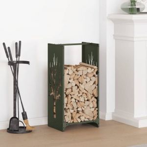 VidaXL Portant de bois chauffage vert olive 40x30x80 cm
