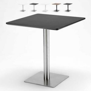 AHD Amazing Home Design - Table carrée 70x70 pour bars restaurants hôtels base centrale Horeca, Couleur: Noir - Silver