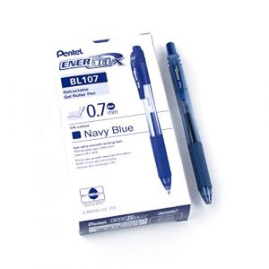 Pentel BL107 EnerGel X Stylo Roller Encre Gel Rétractable Séchage Rapide Bleu Nuit x12