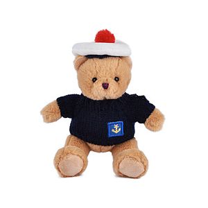 Doudou et Compagnie Porte Clé Ours Peluche Marin - 15 cm - Ours Beige avec Pull Bleu Marine et Béret Pompon Rouge - Souvenir Maritime Français - Cadeau Peluche Enfant et Adulte - SP4538