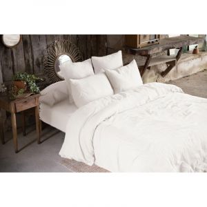 Pack Double Gaze de Coton Housse de Couette 260 x 240 cm + 2 taies d'oreiller 60 x 60 Blanc Blanc