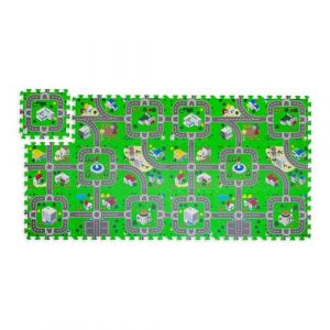 Relaxdays Tapis de Jeu Circuit, 18 pièces, sans Risque, Mousse EVA, pour Chambre d'enfant, 178,5 x 90 cm, Multicolore