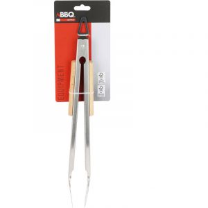 BBQ Pince barbecue en acier inoxydable avec manche en bois 50,5 cm