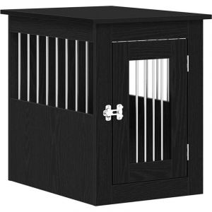 VidaXL Meuble pour cage à chien en chêne noir 62 x 45 x 59 cm Bois d'ingénierie
