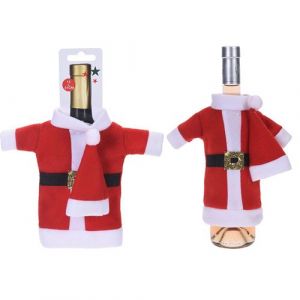 D&eacute;co bouteille vin cost e p&egrave;re no&euml;l 20x20x5cm