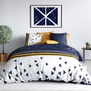 Atelier Du Coton - Housse de couette 260x240 Bandol + 2 taies coton 57 fils