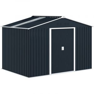 Outsunny Abri de jardin - 5,4m&sup2; - kit de fondation, porte coulissante verrouillables - 277x195x192cm - gris fonc&eacute;