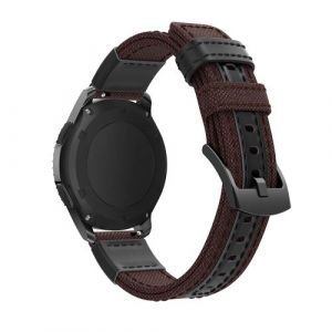 Bracelet en cuir véritable en toile marron pour votre Samsung Gear S3 Classic/S3 Frontier/Galaxy Watch 46mm