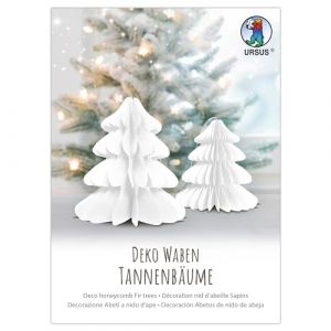 Ursus 24290001F-Décoration de sapins, Boule de Noël en nid d'abeille, 2 pièces de différentes Tailles, Blanc, à Suspendre ou à Poser, 24290001F, Multicolor